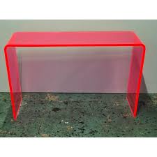 Neon Pink Lucite Console Table Pink