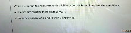 donor is eligible to donate blood based