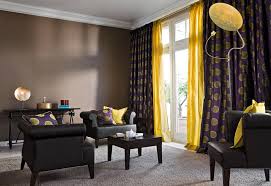 chic interior designs with yellow curtains