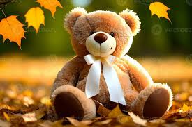 autumn leaves cute teddy bear