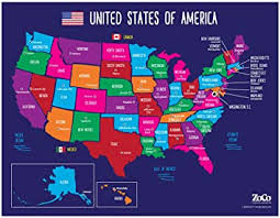 States that are more interior, such as those in the great plains and midwest, tend to be less populous. Amazon Com Map Of Usa States And Capitals Colorful Us Map With Capitals American Map Poster Usa Map States And Capitals Poster North America Map Laminated Map Of