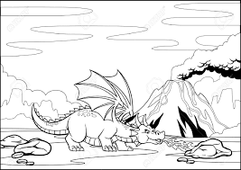 Print this coloring page (it'll print full . Coloring Page Of Cartoon Dragon Breathing Fire Royalty Free Cliparts Vectors And Stock Illustration Image 134980662