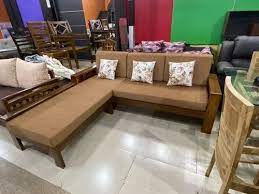 5 Seater L Shape Wooden Corner Sofa Set