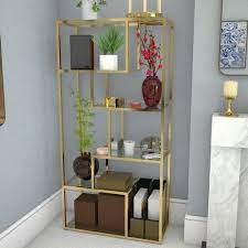 3d Model Shelving Unit Gold And Glass