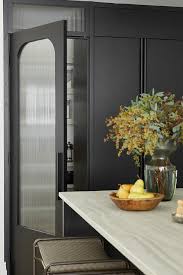 Black Pantry Door With Rippled Glass