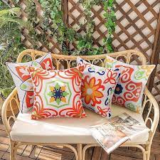 Pyonic Outdoor Waterproof Throw Pillow Covers For Patio Furniture Decorative Boho Pillow Covers 18x18 Fl Printed For Patio T