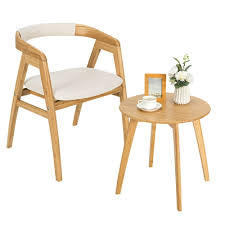 Gymax Bamboo Coffee Table Chair Set