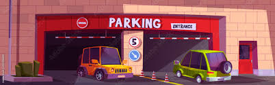 Barrier Parking Entrance With Cars