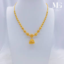 916 gold kolkata necklace with dangle