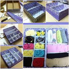 With its multiple dividers and compartments, this organizer is a great space saver to put away your underwear, socks, towels, bras, ties, scarves and other small items. Diy Cardboard Underwear Storage Box