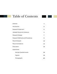 research paper table of contents