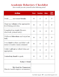 Academic Behaviors Self Assessment Checklist Classroom