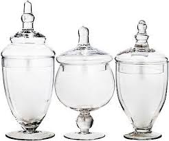 Set Of 3 Glass Apothecary Jars With