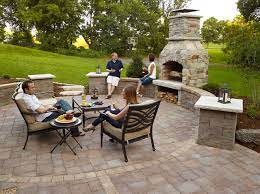 Outdoor Fireplace Paver Patio With