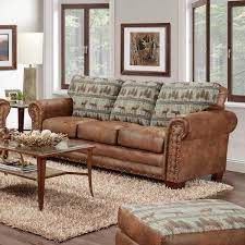 American Furniture Classics 8505 90 Deer Teal Brown Lodge Tapestry Sofa Sleeper