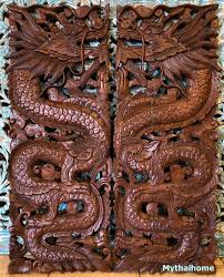 Buy Pair Dragon Wood Carving Wall Art