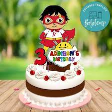 Top news videos for happy birthday cake photo. Printable Ryans World Birthday Cake Topper Template Diy Bobotemp