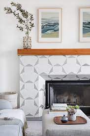 White And Gray Fireplace Tiles Design Ideas