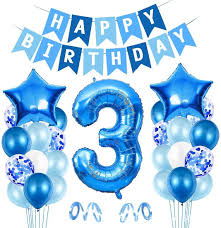 3 year old boy birthday balloon blue 3