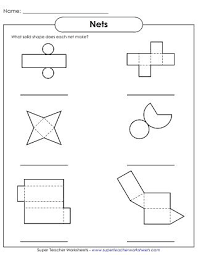 Solids Geometry Worksheets Solid Shapes Worksheet Nets Geometric
