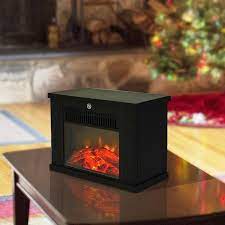 black mini led electric fireplace