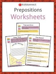 prepositions definition worksheets