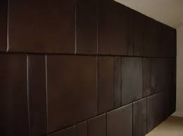 brown leather padded wall panels
