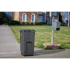 Black Wheeled Vented Trash Can With Lid