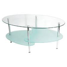 oval glass coffee table clear frosted