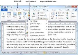 add page numbers in word 2010