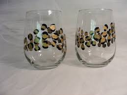 Painted Stemless Leopard Wine Glasses