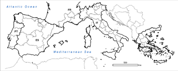 Map of a map of the southern european countries of france, andorra, spain, portugal and italy in 1861, including an inset map of greece and the ionian islands. Mediterranean Europe Eumed Portugal Pt Spain Es South Download Scientific Diagram