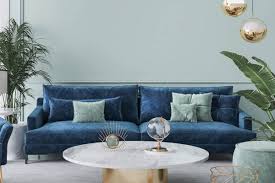 blue couch in the living room
