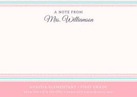 Simple Pink And Blue Decorative Line Teacher Note Card Templates