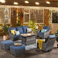 Ovios Joyoung Gray 7 Piece Wicker Patio