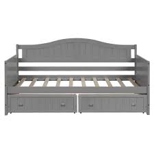 Anbazar Twin Size Gray Wood Daybed Frame With Drawers Dual Use Twin Sofa Bed Frame For Living Room No Box Spring Needed