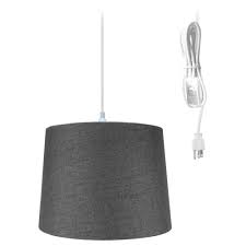 Shop 1 Light Swag Plug In Pendant 14 W Granite Gray Shade 17 White Cord Overstock 18231419