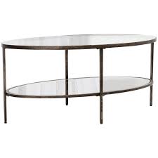 Metal Oval Coffee Table 112cm Aged Bronze