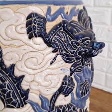 Chinese Blue White Ceramic Drum Stool