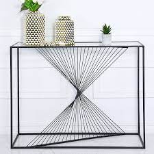 Ava Black Metal And Clear Glass Console