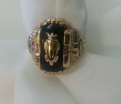 Vintage Class Ring Jostens Ladies 10k Gold Onyx By