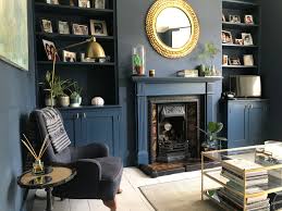 victorian living room with blue walls