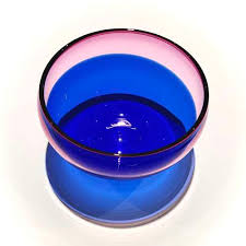 Cobalt Blue Pink Glass Bowl