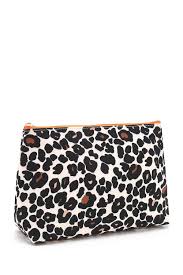 large makeup bag in leopard tan