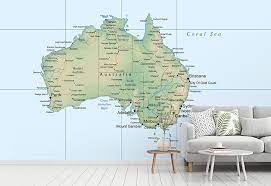 Australia Map Mural Map Wallpaper