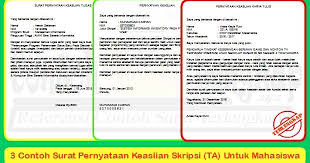 Surat ini dibuat untuk memperkuat keaslian dari dokumen tertentu. 3 Contoh Surat Pernyataan Keaslian Skripsi Ta Untuk Mahasiswa