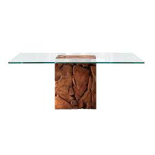 teak root glass dining table raft