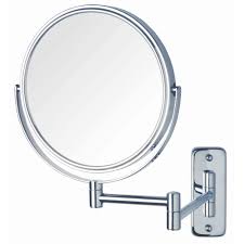 jerdon 8 inch 2 sided swivel wall mount mirror with 5x magnification 13 5 inch extension chrome white