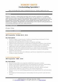 Credentialing Specialist Resume Samples Qwikresume