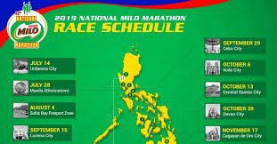 Try these instead registration for marvel run malaysia 2019 extended to 12 august! Milo Marathon 2019 Race Schedule Pinoy Fitness